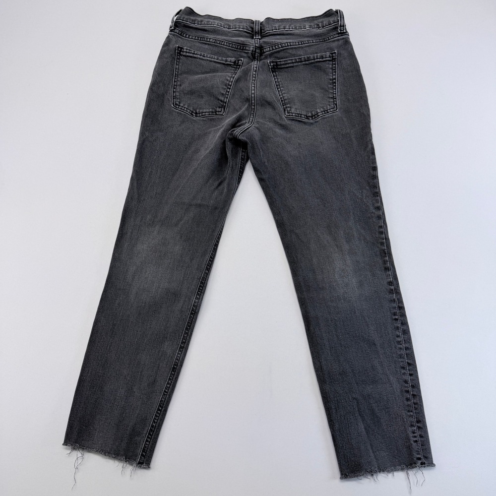 Old Navy Mid-Rise Boyfriend Jeans Faded Black Raw Hem Size 0 Distressed Denim